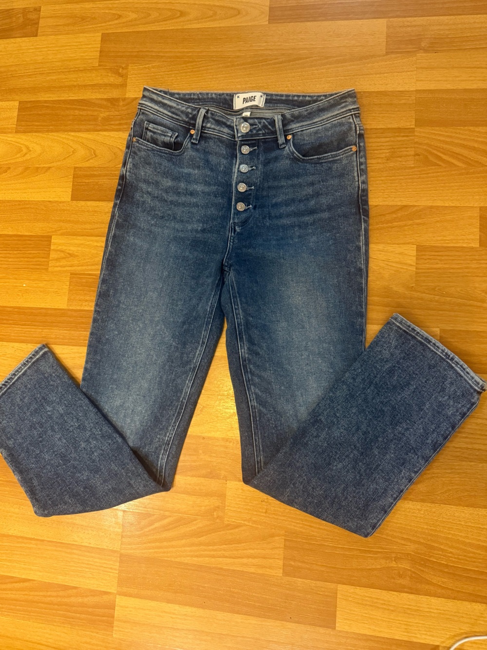 Paige Cindy straight jeans with exposed button fly size 28
